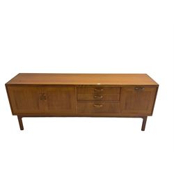 G-Plan - mid-20th century 'Sierra' teak sideboard, fitted with two cupboard doors concealing single shelf, three graduating drawers and fall-front cupboard 