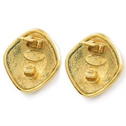 Chanel pair of gilt rhombus design clip-on earrings, circa 1990's