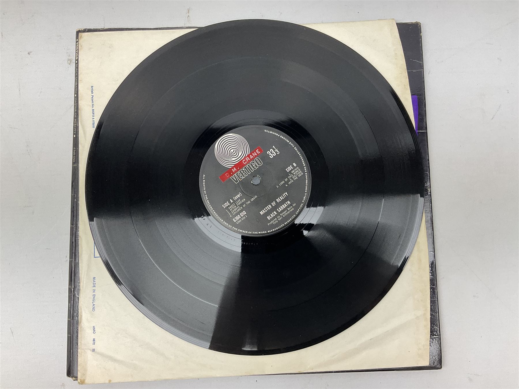 Three Black Sabbath UK first press vinyl LP albums, comprising Vol.4 vinyl LP original UK first pressing on the Vertigo swirl label and swirl inner sleeve, 6360 071, 1972, together with Black Sabbath Master of Reality vinyl LP original UK first pressing on the Vertigo swirl label, 6360 050, 1971, and Technical Ecstasy vinyl LP original UK first pressing, with Vertigo spaceships label, 9102 750, 1976