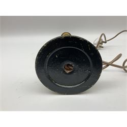  Kashmiri papier mache table lamp, open spiral twist column decorated with flowers, on a turned base,  H43cm