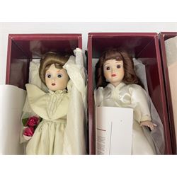 Six boxed Danbury Mint collectors dolls, with certificates, to include Betsy, Charlotte, Sarah etc 