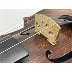 German trade violin c1900 stamped PAGANINI with 35.5cm two-piece maple back and ribs and spruce top L58.5cm overall; in carrying case; and another German trade violin for spares or repair; in carrying case (2)