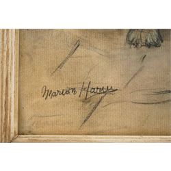 Marion Rodger Hamilton Harvey (Scottish 1886-1971): 'Spaniel and Fox Terrier', pastel and charcoal signed, titled on label verso 43cm x 38cm