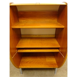  American cherry tambour fronted oval home office unit, fitted interior , W96cm, H158cm, D75cm  