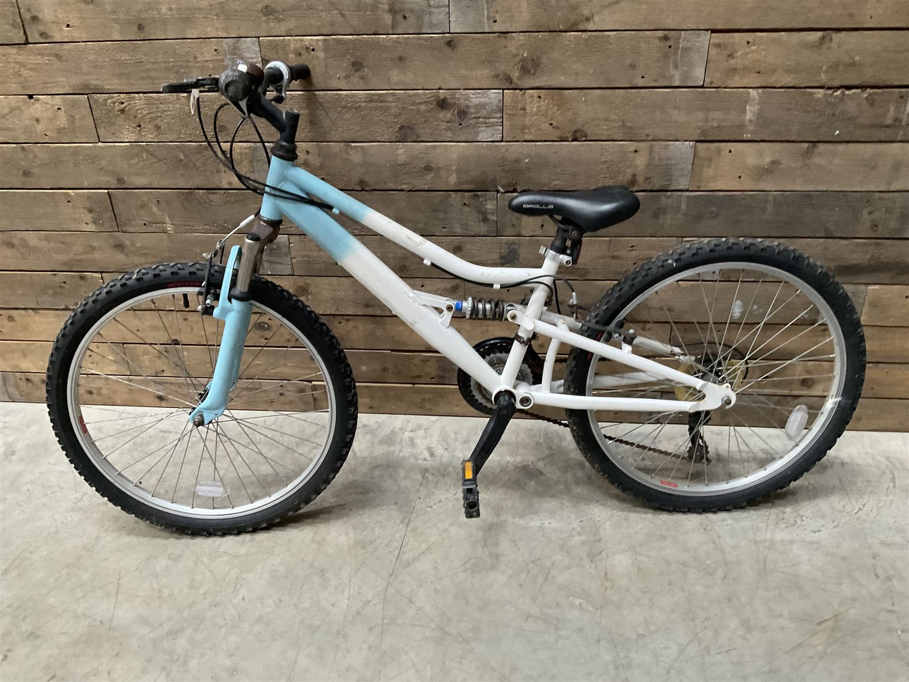 Three bicycles- man’s Falcon Storm 18 speed mountain bike; lady’s Dawes Sonoran 24 speed road bike; child’s Apollo 18 speed bike (3)