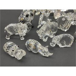 Twenty nine Swarovski Crystal animals, to include koala and baby, in frosted tree branch, elephants, polar bears, squirrel, monkeys, panda, unicorn and snails, etc 