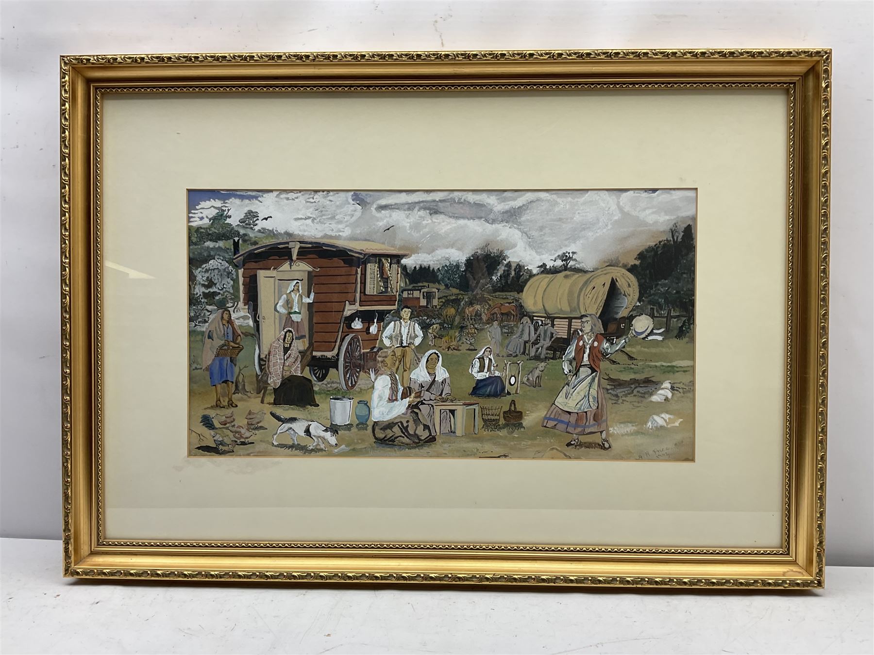 A R Price (British 19th/20th century): The Travellers, watercolour signed and dated 1902, 29cm x 56cm
