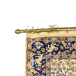 Bokhara rug, earthy ground, with repeating gul motifs, Persian pictorial rug on ivory ground with a densely patterned tree-of-life motif and symmetrically arranged deer, birds, and  other wildlife, 182x149cm & 152x90cm, (2)