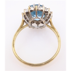  Blue topaz and diamond cluster ring hallmarked 9ct  