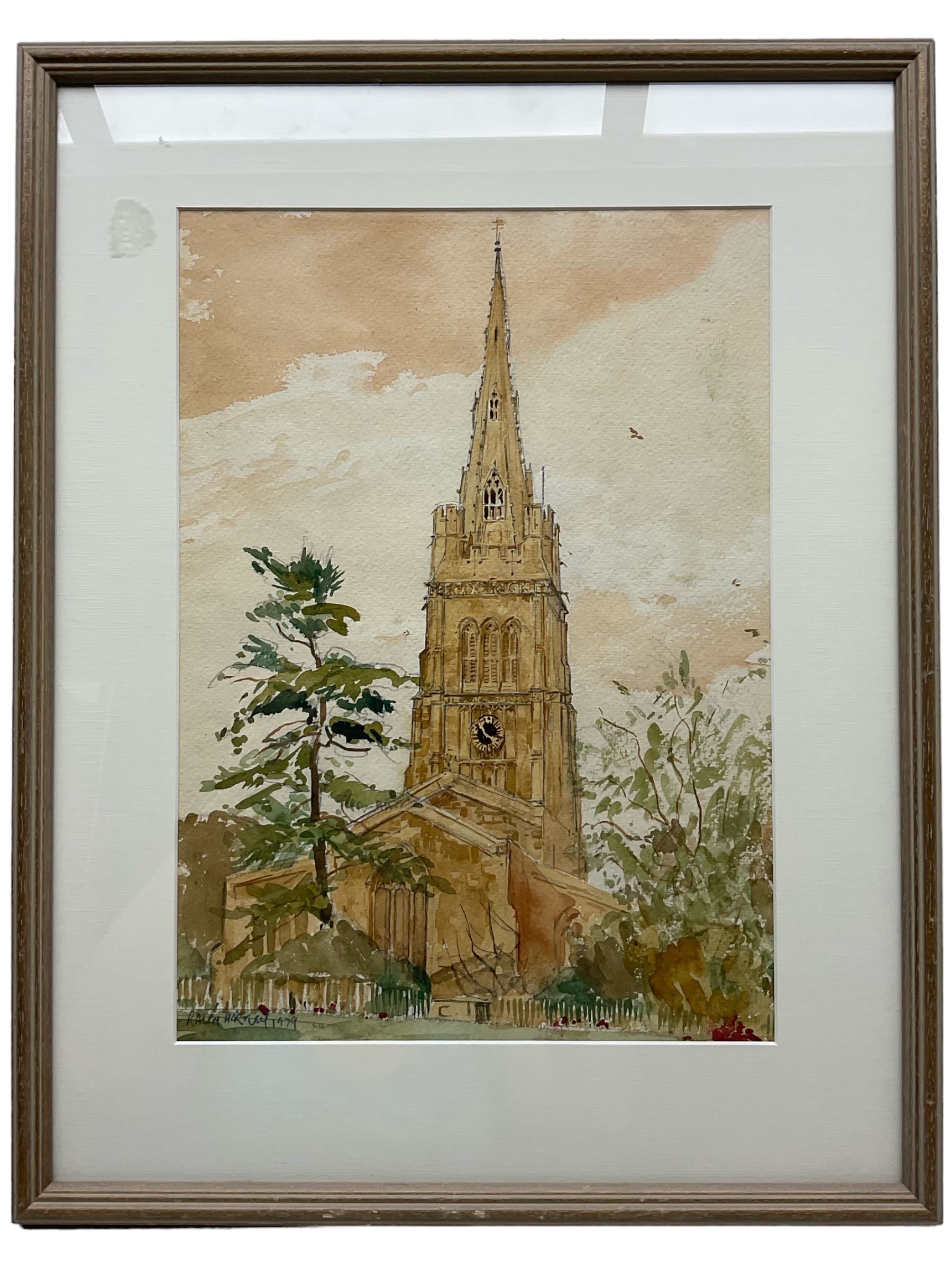 Ralph Hartley (British 1926-1988): St Peter & St Paul Church - Kettering Northamptonshire, watercolour signed and dated 1979, 36cm x 26cm