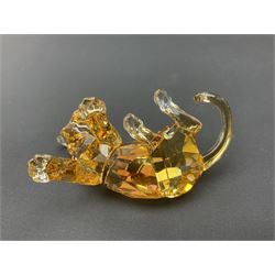 Swarovski Crystal tiger family, comprising adult and two cubs, adult H8.5cm 