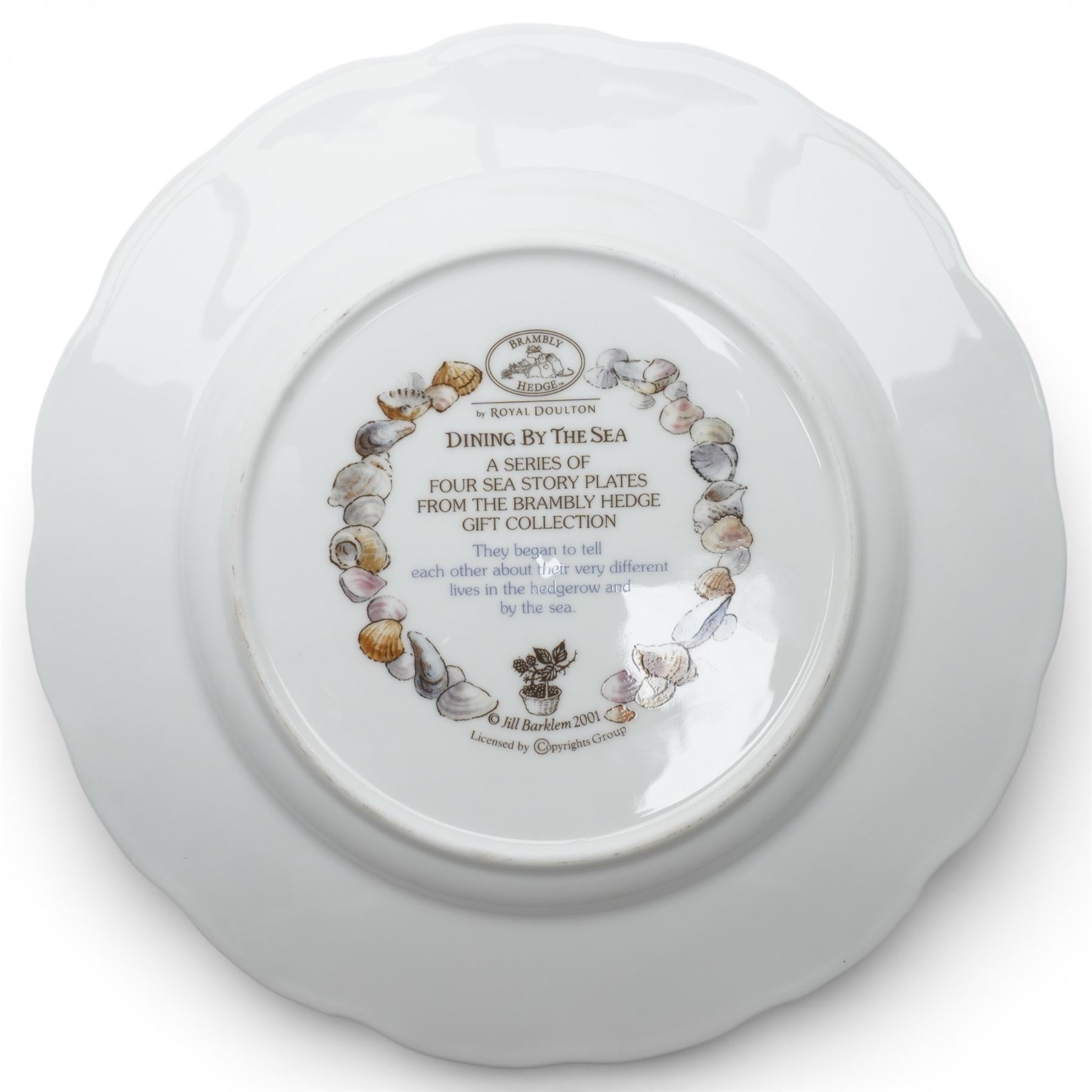 Set of four Royal Doulton Brambly Hedge plates from the 'Sea Story' collection, 'Dining by the Sea', 'Homeward Bound', 'Meeting on the Sand', and 'Rigging the Boat' (4)