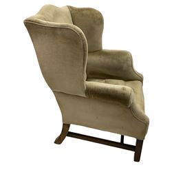 20th century Georgian style oak framed wingback armchair