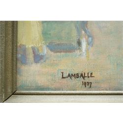 French School (Early 20th century): Lamballe Street Scene, oil on canvas titled and dated 1937, 49cm x 39cm 