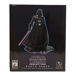 Four Gentle Giant Star Wars Maquettes, comprising The Clone Wars Bossk, Anakin Skywalker and Yoda on Kybuck and an animated Darth Vader, all boxed