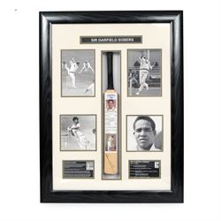 Limited edition signed Sir Garfield Sobers Career Record cricket bat limited edition no. 1...
