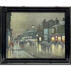 Steven Scholes (Northern British 1952-): 'Chapel Street Salford 1962', oil on canvas signed, titled verso 39cm x 50cm