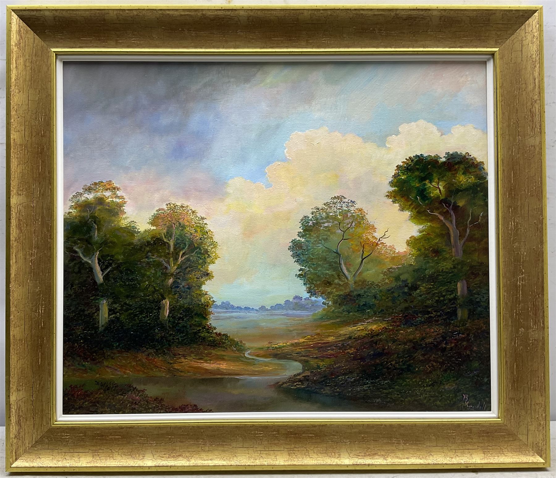 Bruce Kendall (British Contemporary): 'A Wooded Landscape', oil on canvas signed, titled verso 49cm x 59cm