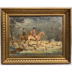 Donald Wood (British 1889-1953): The Hunt, oil on canvas unsigned, attributed verso 30cm x 40cm