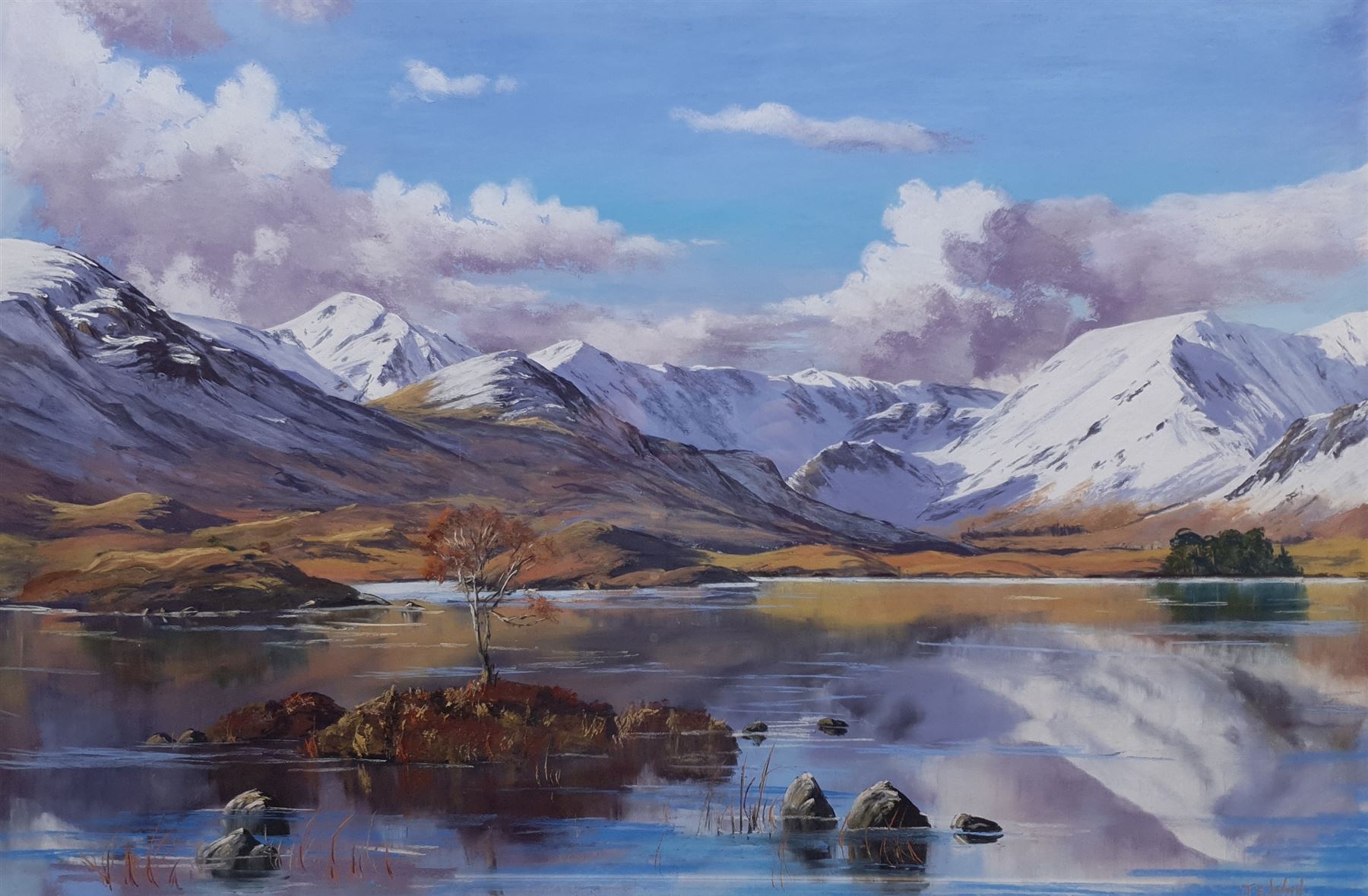 Jane E Ward (British Contemporary): Snow in the Lake District, pastel signed 49cm x 75cm