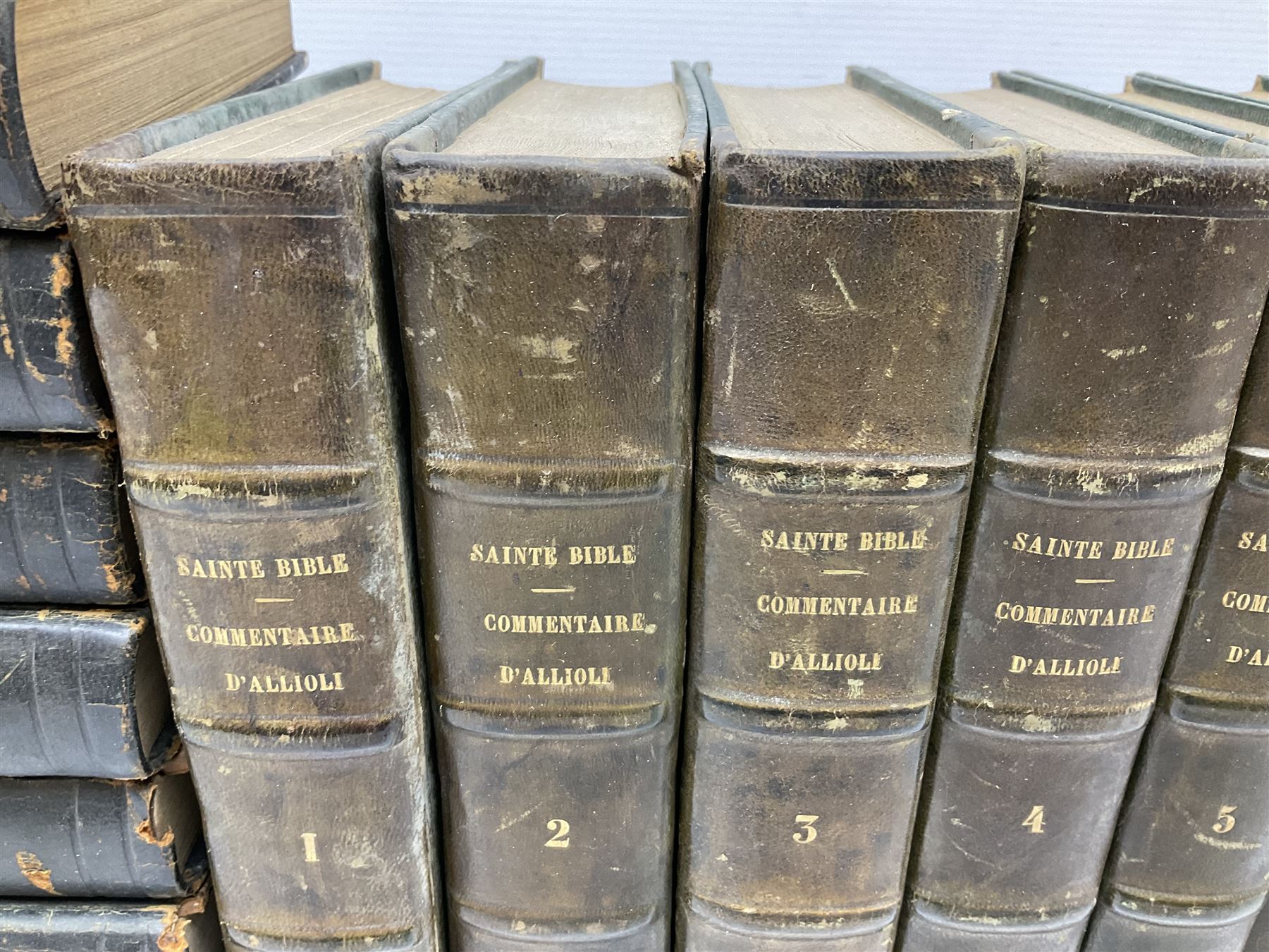 Histoire De Saint Bernard Et De Son Siecle par Le R.P. Marie-Theodore Ratisbonne. 1864 Paris. Two volumes; Nouveau Commentaire Litteral, Critique Et Theologique. 1854 Paris. Nine volumes; and Oeuvres De M. Audin. 1845/7 Paris. Eight volumes. All with leather bindings (19)