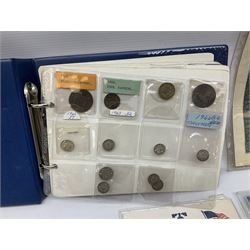 Great British and World coins, including Canadian 1975 dollar, United States of America 1975 proof set and bicentennial silver uncirculated set 1776-1976, Queen Elizabeth II Gibraltar 1977 sterling silver proof twenty-five pence, cased with certificate, New Zealand 1979seven coin set in blue wallet,  GB pre-decimal coins etc