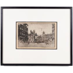 Luigi Kasimir (Austrian 1881-1962): Munich, etching signed in pencil 12.5cm x 19.5cm: Herbert Hampton (British 1862-1929): Westminster Abbey, etching signed in pencil 32cm x 23cm (2)