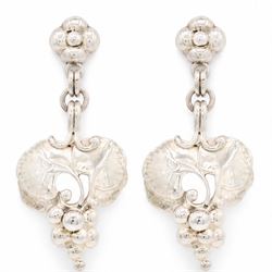 Pair of George Jensen Heritage Collection 'Year' silver earrings, each stud suspending a b...