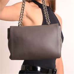 Mulberry - Medium Lily shoulder bag in Mole Grey Grainy Calf leather, the softly structured body with flap top, gold-tone Postman’s Lock fastening, hanging leather clochette and leather-woven chain shoulder strap, with original Mulberry product tag and dust bag