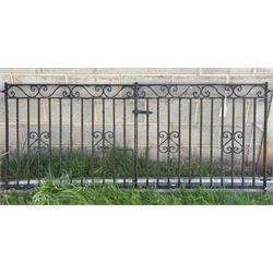 Pair of scrolled wrought iron driveway gates. Each W116cm, H89cm. - COLLECTION BY APPOINTM...