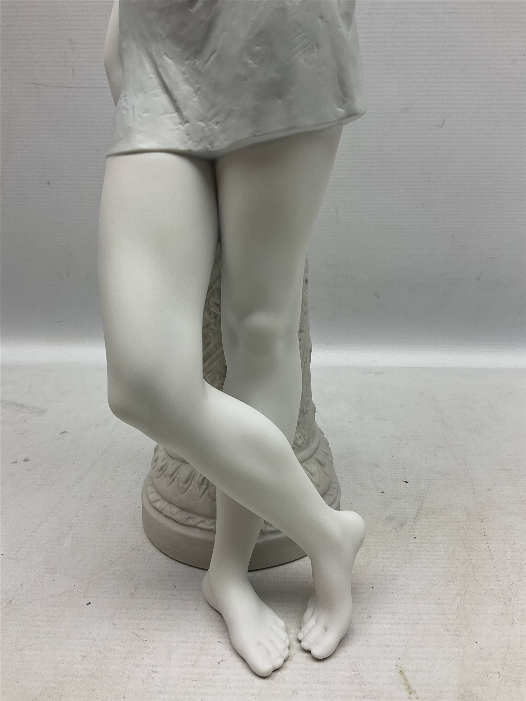 Lladro Privilege figure, Dreams of a Ballerina, modelled as a ballerina leaning against a pillar holding her ballet shoes, limited edition 396/1000, sculpted by Jose Puche, no 1889, with original box, year issued 2003, yea retired 2004, H52cm 
