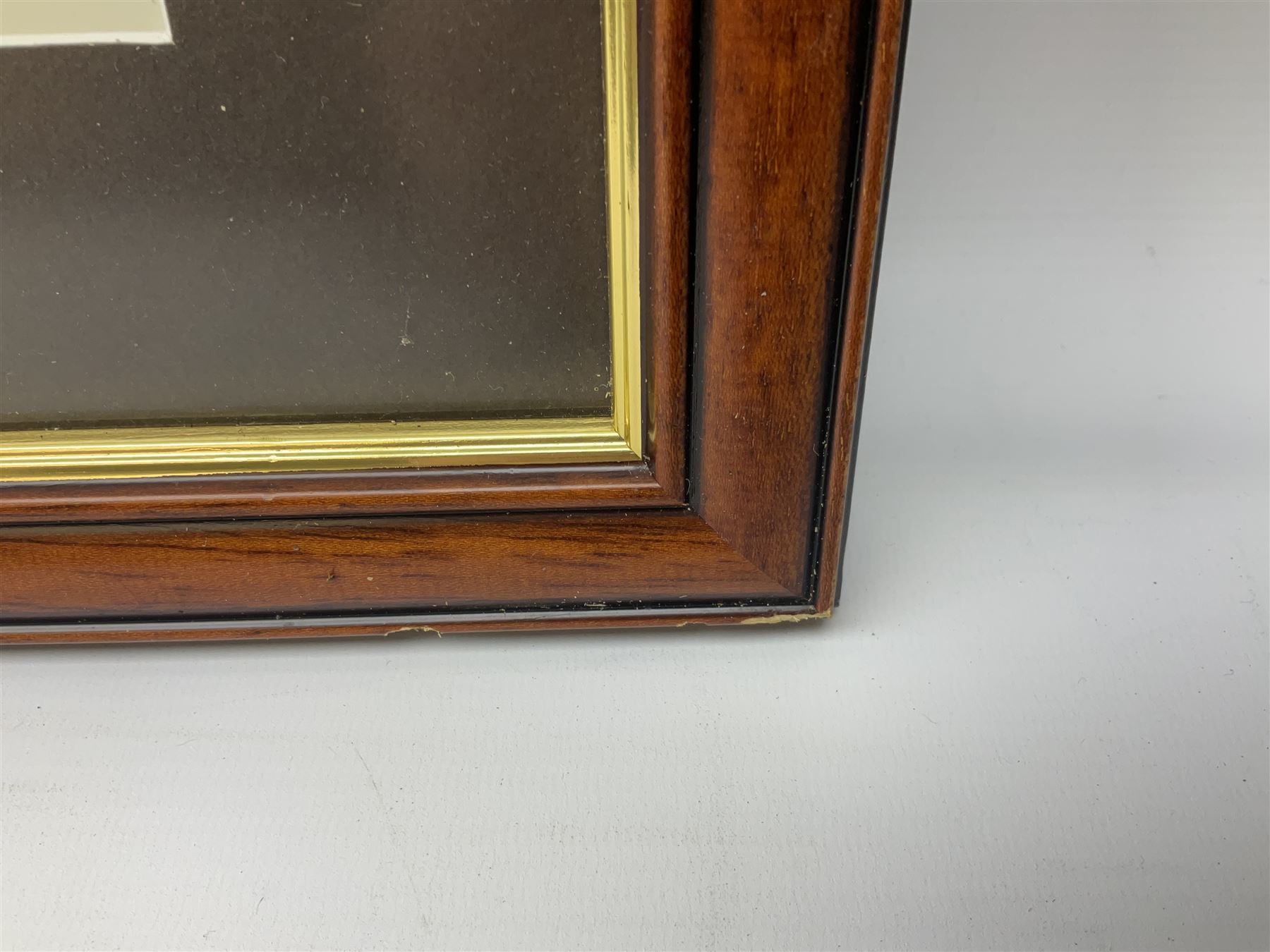 After Alan Fernley, colour print 'The Bridge at Arnhem', signed on the mount, 37 x 50cm; and after John Sellars, colour print 'Pegasus Bridge. Early Morning of D-Day 6th June 1944 Benouville Normandy'; both in mahogany stained frames (2)