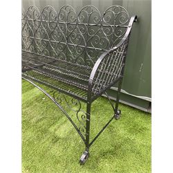 Black, painted wirework garden bench - THIS LOT IS TO BE COLLECTED BY APPOINTMENT FROM DUGGLEBY STORAGE, GREAT HILL, EASTFIELD, SCARBOROUGH, YO11 3TX
