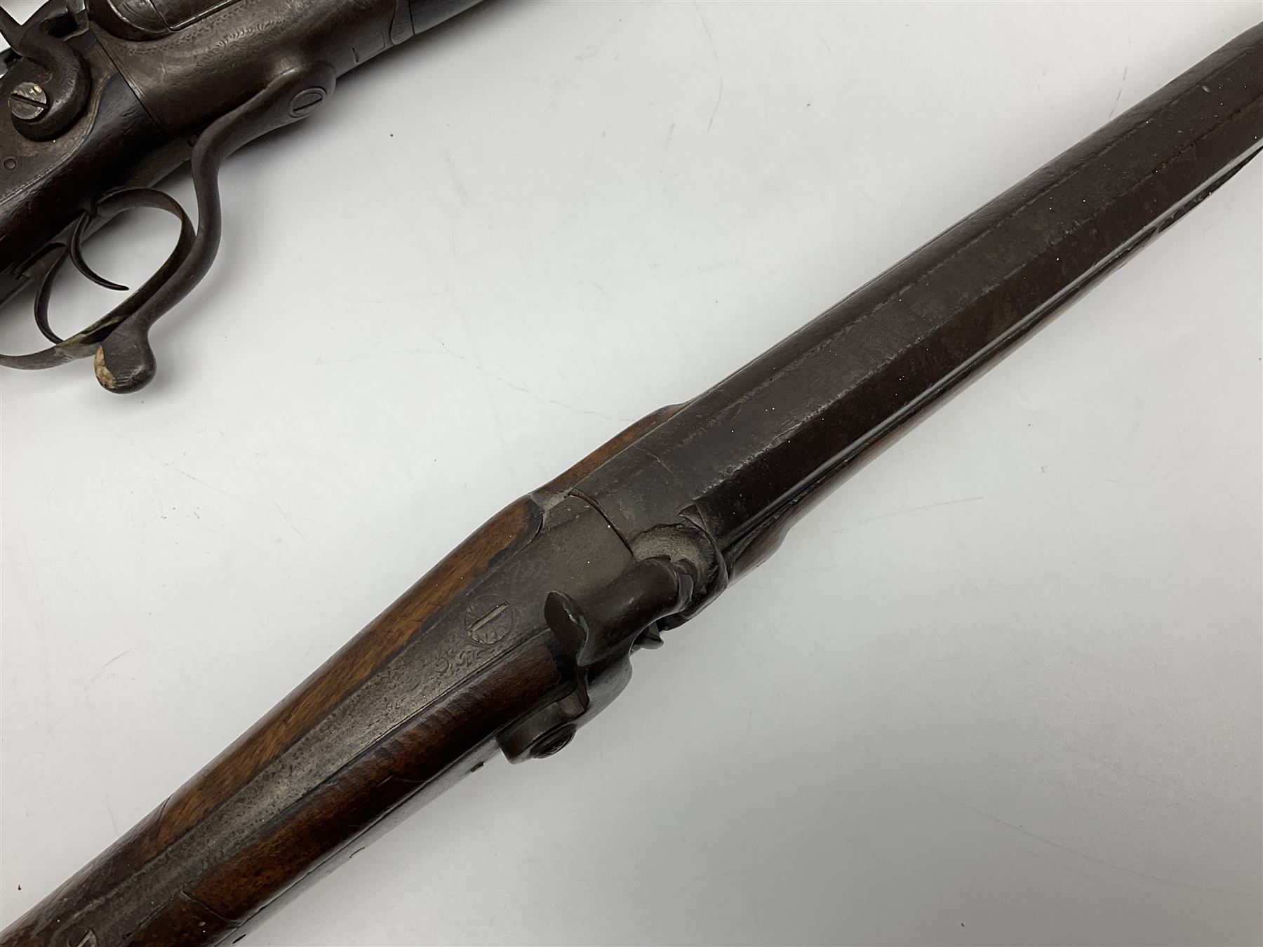 UNPROOFED/OUT OF PROOF SO RFD ONLY - three guns in poor condition comprising 19th century G. Coop 12-bore side-by-side double barrel hammer shotgun; 14-bore single barrel percussion sporting gun composed of various parts with cut-down barrel; and non-firing mock snider action ornamental gun (3)