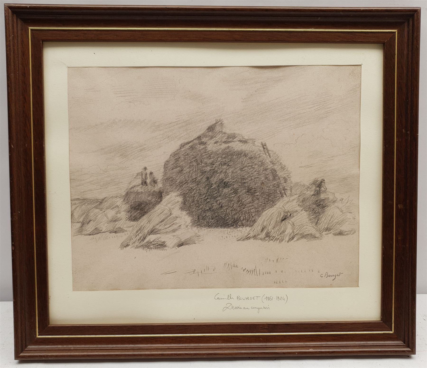 Camille Bourget (French 1861-1924): Haystacks, pencil signed 23cm x 30cm