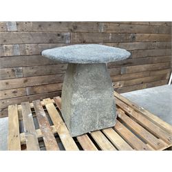 Large weathered cast stone garden staddle stone mushroom