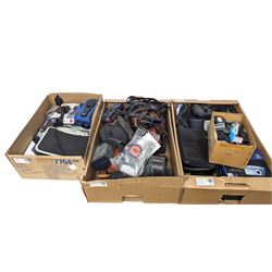 Collection of camera equipment, including camera bodies, lenses cases etc in three boxes 