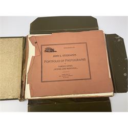 Queen Alexandra's Christmas Gift Book: Photographs From My Camera, Daily Telegraph, 1908, with silver mounted cover, the pierced frame modelled as flowers of The Union, hallmarked London 1908, no visible makers mark, Famous Water-colour painters I.-Frank Brangwyn, R.A., and II. W. Russell Flint, A.R.A., The Studio Limited, 1928, each with colour plates, John L Stoddard's Portfolio of Photographs of Famous Cities Scenes and Paintings, The Werner Company, etc., in one box 