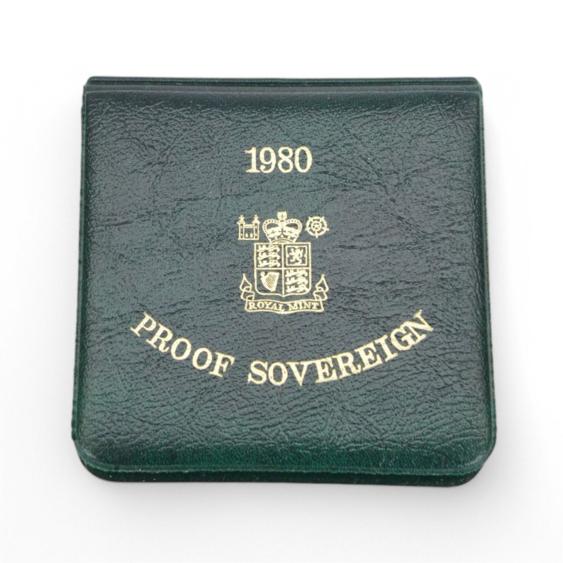 Queen Elizabeth II 1980 gold proof full sovereign coin, cased with certificate