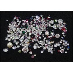 Loose mixed stones including ruby, sapphire, emerald and cubic zirconia, approx 102 carat