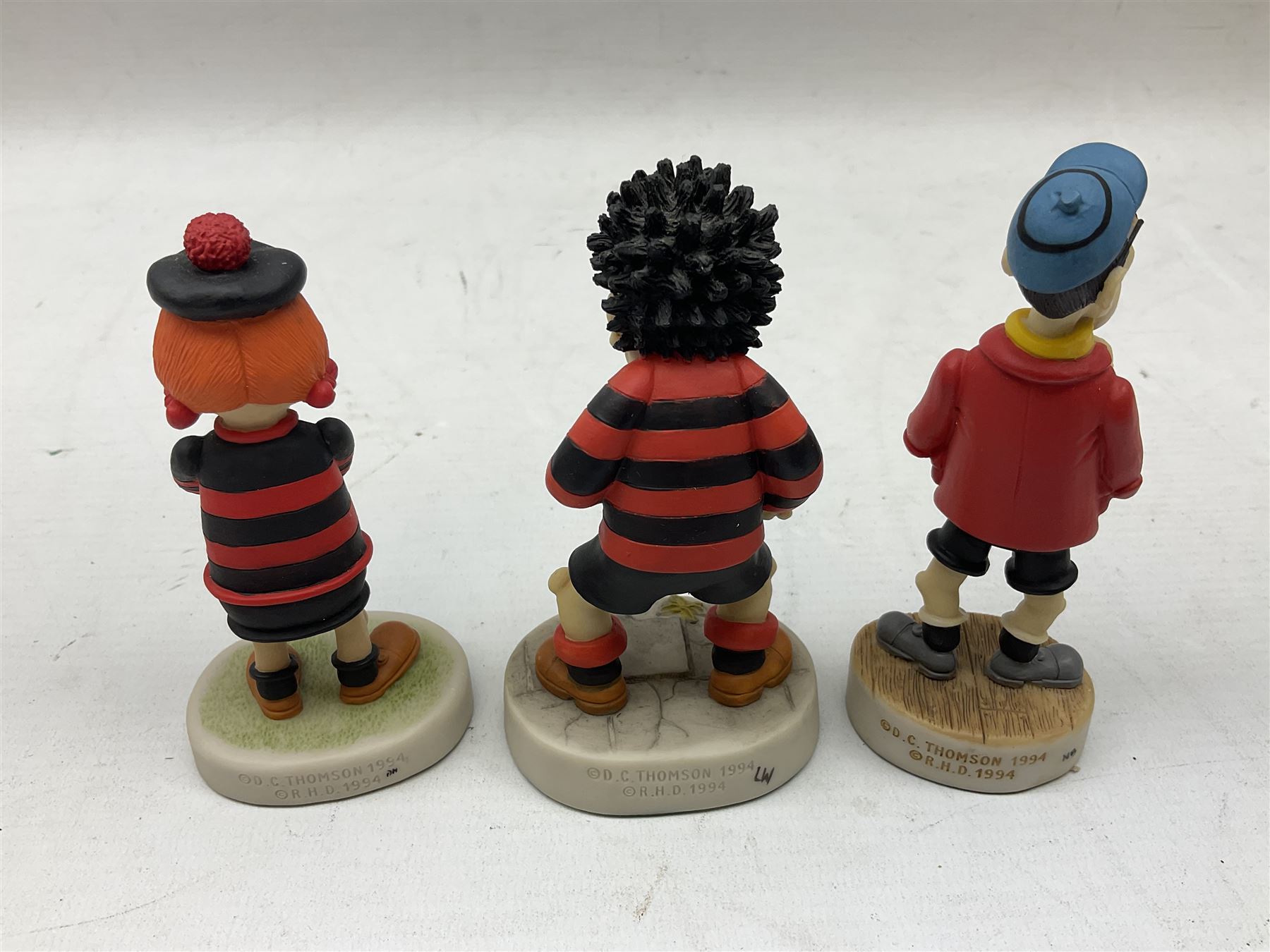 Ten Robert Harrop figures, from the Beano and Dandy collection, comprising, Desperate Dan BD03, Dennis the Menace BD01, Fatty BD07, Minnie the Minx BD04, Teach BD06, Smiffy BD09, Erbert BD14, Bully Beef BD24, Sydney BD13 and  Cuthbert Cringeworthy BD08, all with original boxes