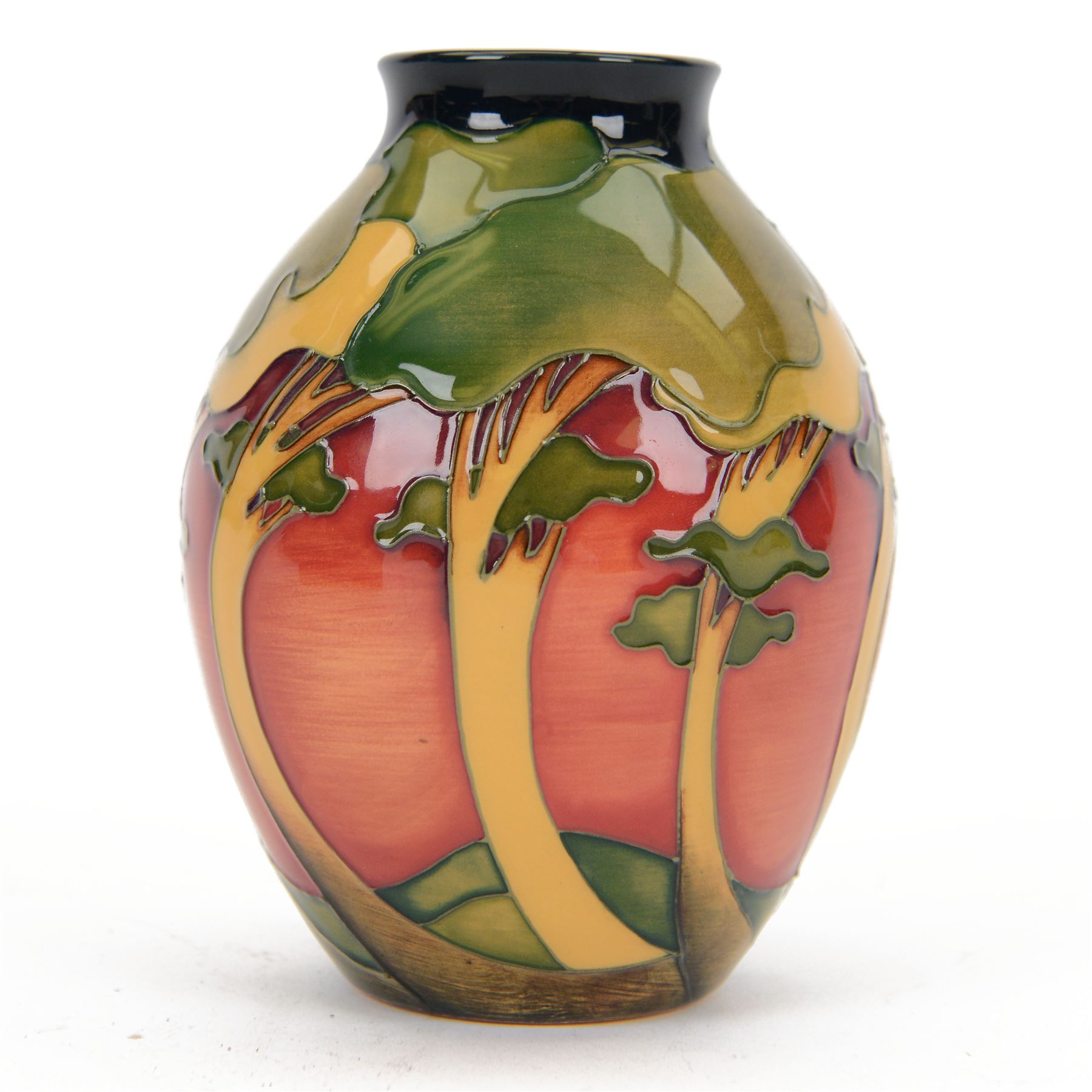 Moorcroft vase in Shepherds Delight pattern by Emma Bossons, of baluster form, with printed mark beneath, in original box, H13cm 