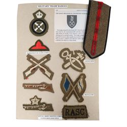 WWII Parachute Regiment cloth badges, including shoulder badge and Pegasus badge, together with military trade badges, formation signs etc   