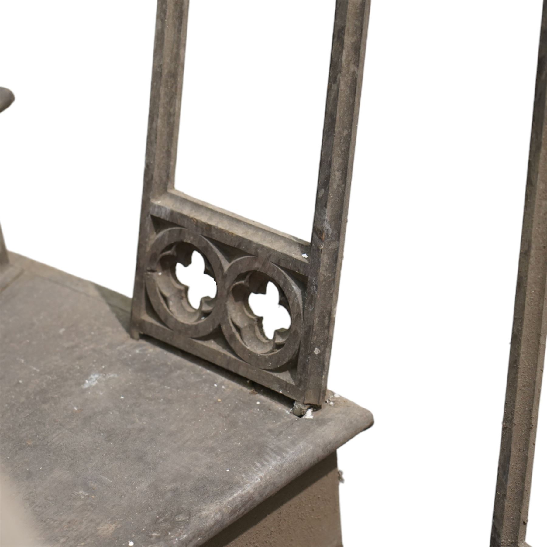 Architectural Salvage - 19th century oak five tread pulpit staircase of curved design with spiral carved pillars and pierced side panels with various additional matching pieces
Note: Removed in the 19th century from the church in the grounds of a private Yorkshire estate 
Provenance: property of a Nobleman