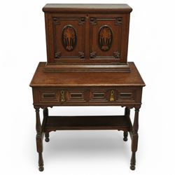 Late 19th to early 20th century Bonheur de Jour or writing bureau, the upper section enclo...