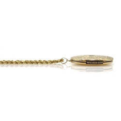  Diamond locket pendant necklace, stamped 14K  