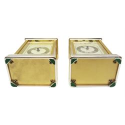 Pair of carriage clocks, commemorating record mining outputs at Bevercotes Colliery and Wistow Mine. Hechinger Quartz battery-operated movement, not tested