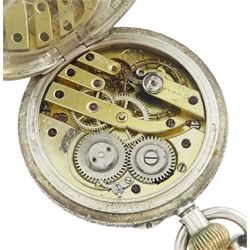 Victorian silver open face lever pocket watch by A Mears & Co, Camden Town, case by English Watch Company, Birmingham 1893, two smaller fob watches, all on Victorian and later silver watch chains