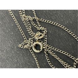 9ct gold jewellery including three stone set rings, signet ring, bracelet, locket necklace and four leaf clover pendant, together with silver jewellery and costume jewellery, in glass jewellery box