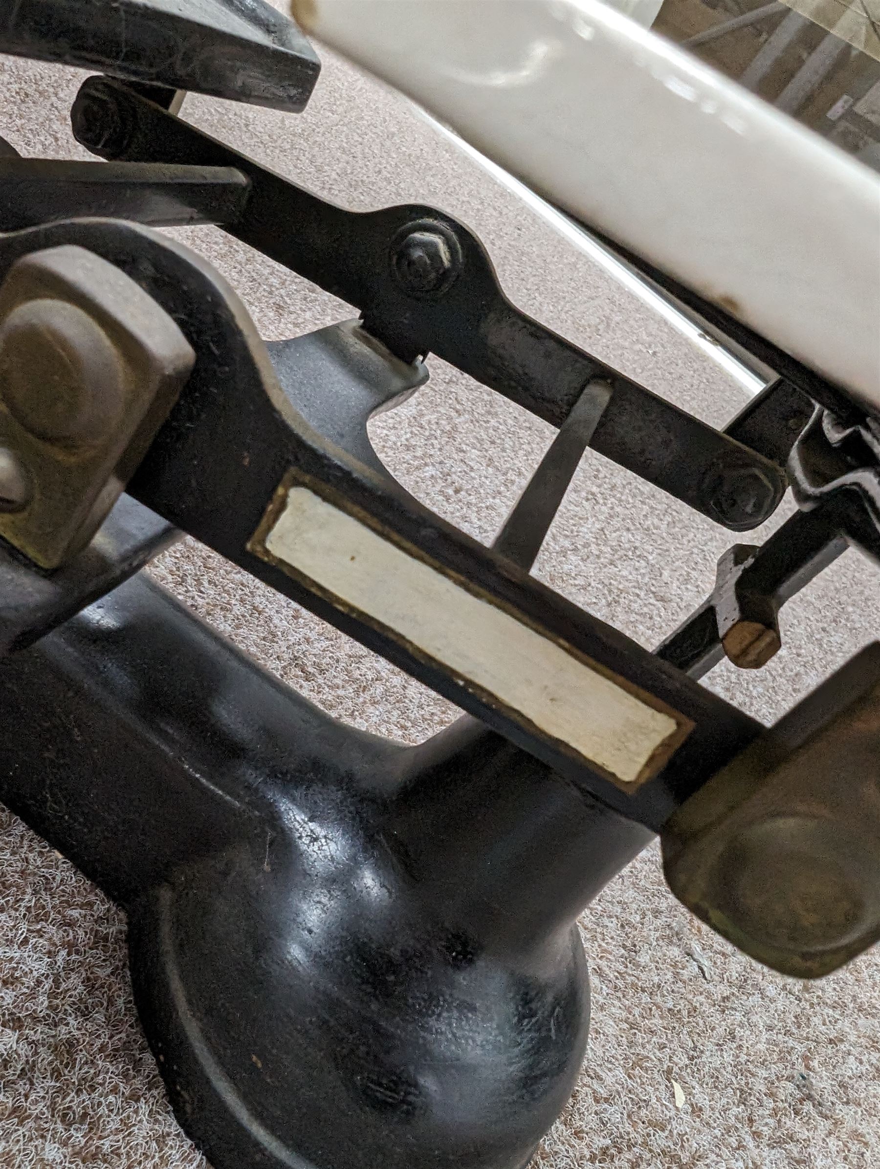 Gloster Saro Bedford aircraft refueller plaque, together with a brass coal bucket and a set of metal weighing scales, plaque 31cm x 10cm